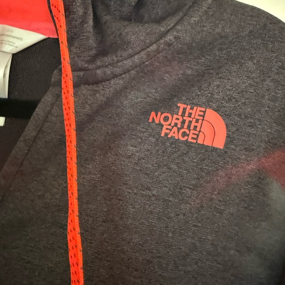 The North Face Womens Charcoal Zip-Up Hoodie with Orange Highlights - Picture 1 of 5